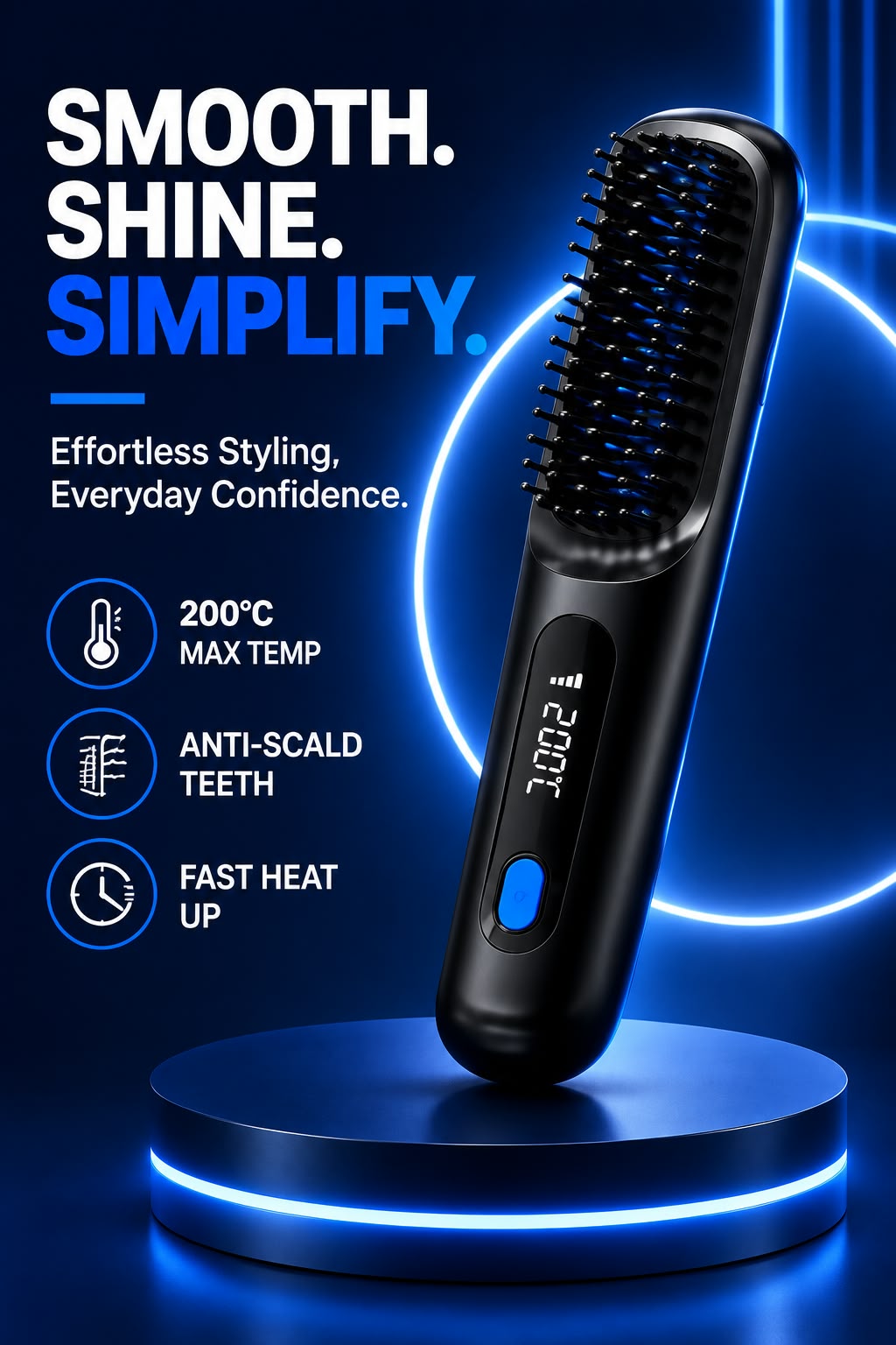 Pax Boxs Wireless Hair Straightening Comb with Negative Ion Technology - Landing Image 1