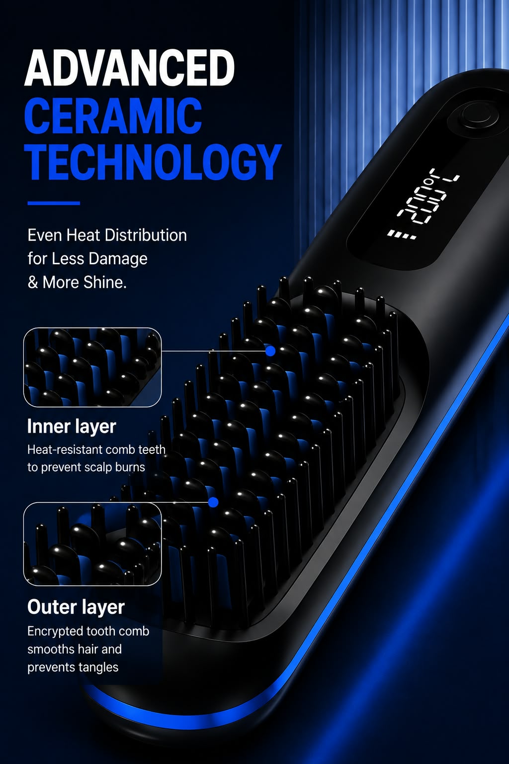 Pax Boxs Wireless Hair Straightening Comb with Negative Ion Technology - Landing Image 3